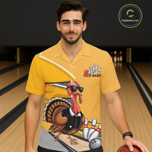 Load image into Gallery viewer, Custom Yellow Funny Turkey Bowling Team Shirts For Men And Women, Thanksgiving Bowler Outfits IPHW7885