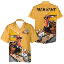 Load image into Gallery viewer, Custom Yellow Funny Turkey Bowling Team Shirts For Men And Women, Thanksgiving Bowler Outfits IPHW7885
