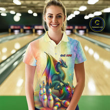 Load image into Gallery viewer, Custom Colorful Rainbow Colors Dragon Bowling Team Shirts, Dragon Bowling League Shirt IPHW10233