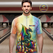 Load image into Gallery viewer, Custom Colorful Rainbow Colors Dragon Bowling Team Shirts, Dragon Bowling League Shirt IPHW10233