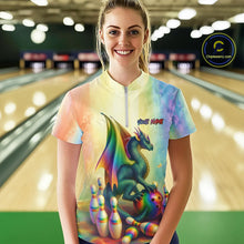 Load image into Gallery viewer, Custom Colorful Rainbow Colors Dragon Bowling Shirts, Dragon Bowling League Shirt IPHW10233