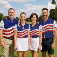 Load image into Gallery viewer, USA flag camo golf outfits funny skull golf polo shirts for Women custom patriotic golf shirts ladies NQS11400