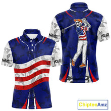 Load image into Gallery viewer, USA flag camo golf outfits funny skull matching men and womens golf shirts custom patriotic golf tops NQS11400