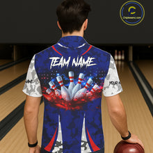 Load image into Gallery viewer, Camo American flag bowling jersey custom Hawaiian bowling shirts, bowling league shirts NQS11401