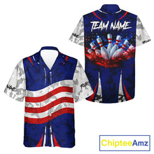 Load image into Gallery viewer, Camo American flag bowling jersey custom Hawaiian bowling shirts, bowling league shirts NQS11401