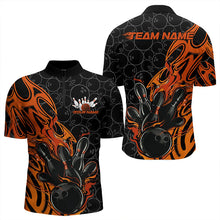 Load image into Gallery viewer, Custom Black And Orange Tribal Flame Bowling Team Men Quarter-Zip Shirts, Bowling Pattern Outfits IPHW8816