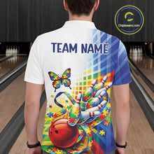 Load image into Gallery viewer, Custom Autism Awareness Butterfly Bowling Team Men Polo Shirt, Puzzles Bowling Jersey IPHW11212