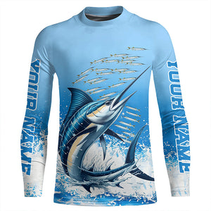 Marlin Fishing Custom Long Sleeve Performance Fishing Shirts, Marlin Saltwater Fishing Shirt IPHW7073