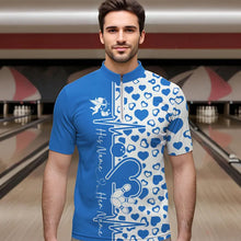 Load image into Gallery viewer, Blue Bowling Heartbeat Pulse Line Custom Valentines Day Bowling Quarter-Zip Shirts For Men IPHW8333