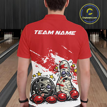 Load image into Gallery viewer, Custom Funny Boxing Bowling Men Polo Shirt, Red Grunge Bowling Team Tournament Jersey IPHW11220