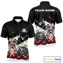 Load image into Gallery viewer, Custom Funny Boxing Bowling Men Polo Shirt, Black Grunge Bowling Team Tournament Jersey IPHW11222