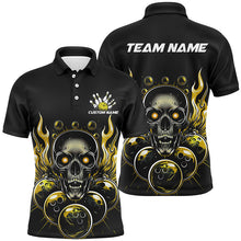 Load image into Gallery viewer, Personalized Multi-Color Skull Bowling Shirts For Men And Women, Flame Ball Bowling Tournament Team Jerseys IPHW6580
