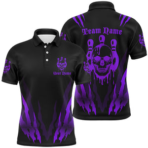 Custom Bowling Shirts For Men And Women, Multi-Color Bowling Pin Skull Team Shirts Tournament Jerseys IPHW6585