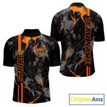 Load image into Gallery viewer, Custom Orange Strike Bowling Shirts For Men, Orange Camo Bowling Team Jerseys IPHW5385