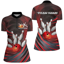 Load image into Gallery viewer, Red Flame Custom Bowling Shirts For Women, Fire Bowling Team Uniform Bowling Tournament IPHW7678