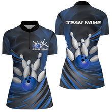 Load image into Gallery viewer, Blue Flame Custom Bowling Shirts For Women, Fire Bowling Team Uniform Bowling Tournament IPHW7679