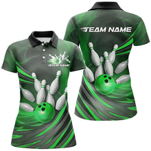 Load image into Gallery viewer, Green Flame Custom Bowling Shirts For Women, Fire Bowling Team Uniform Tournament IPHW7681