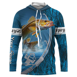 Fish Hook Custom Walleye Long Sleeve Performance Fishing Shirt, Walleye Tournament Fishing Jerseys IPHW5733