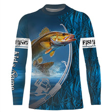 Load image into Gallery viewer, Fish Hook Custom Walleye Long Sleeve Performance Fishing Shirt, Walleye Tournament Fishing Jerseys IPHW5733