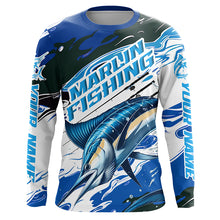 Load image into Gallery viewer, Custom Marlin Fishing Blue Camo Long Sleeve Shirts, Marlin Saltwater Fishing Jerseys IPHW6327