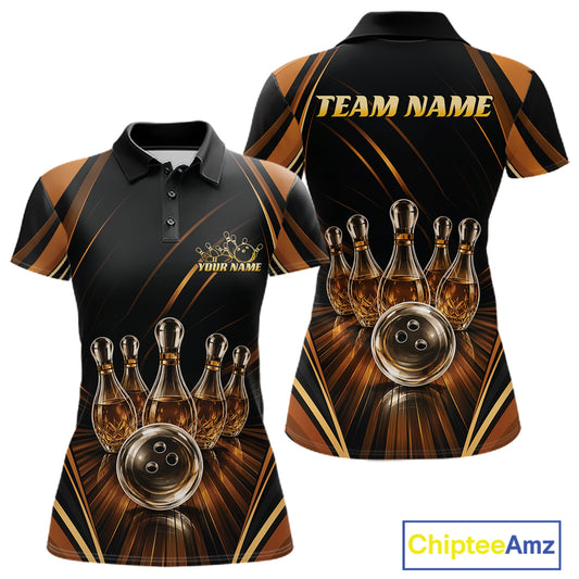 Custom Wine Bowling Women Polo Shirts, Wine Lovers Bowling Team Jersey IPHW11827