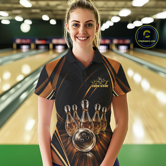 Custom Wine Bowling Women Polo Shirts, Wine Lovers Bowling Team Jersey IPHW11827