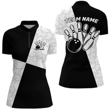 Load image into Gallery viewer, Black And White Custom Retro Bowling Shirts For Women, Classic Bowling Team Shirt Bowlers Outfit IPHW7371