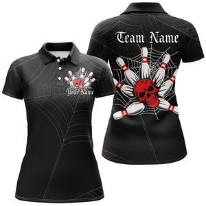 Halloween Coweb Spider Nets Custom Ladies Bowling Shirts, Bowling Halloween Outfit | Red IPHW7375