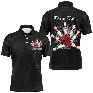 Halloween Coweb Spider Nets Custom Bowling Shirts For Men, Bowling Team Halloween Outfit | Red IPHW7375