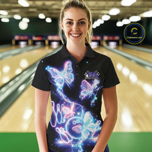 Load image into Gallery viewer, Custom Holographic Butterfly Women Bowling Team Shirts, Ladies Bowling League Shirt IPHW10912