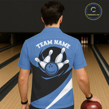 Load image into Gallery viewer, Custom Bowling Uniforms Blue Bowling Shirts For Men And Women, Classic Retro Bowling Team Shirt IPHW7396