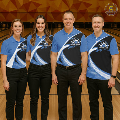 Custom Bowling Uniforms Blue Bowling Shirts For Men, Classic Retro Bowling Team Shirt IPHW7396