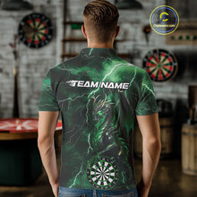 Load image into Gallery viewer, Custom Green Thunder Lightning Dragon Dart Team Polo Shirt For Men, Dart League Shirt IPHW9996