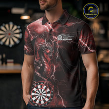 Load image into Gallery viewer, Custom Red Thunder Lightning Dragon Dart Team Polo Shirt For Men, Dart League Shirt IPHW9997