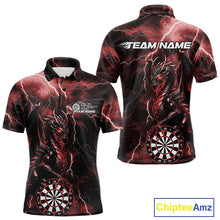 Load image into Gallery viewer, Custom Red Thunder Lightning Dragon Dart Team Polo Shirt For Men, Dart League Shirt IPHW9997