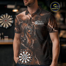 Load image into Gallery viewer, Custom Orange Thunder Lightning Dragon Dart Team Polo Shirt For Men, Dart League Shirt IPHW10000