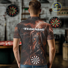 Load image into Gallery viewer, Custom Orange Thunder Lightning Dragon Dart Team Polo Shirt For Men, Dart League Shirt IPHW10000