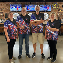 Load image into Gallery viewer, Custom Patriotic Dart Multi Styles Shirts For Men, Women And Kids, US Flag Flame Dartboard Dart Team Jerseys IPHW10407