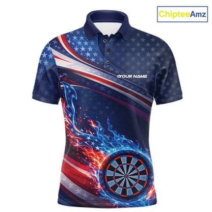 Custom US Flag Flame Dartboard Patriotic Dart Team Jerseys, Patriotic Dart Players Outfits Dart Uniform IPHW10409
