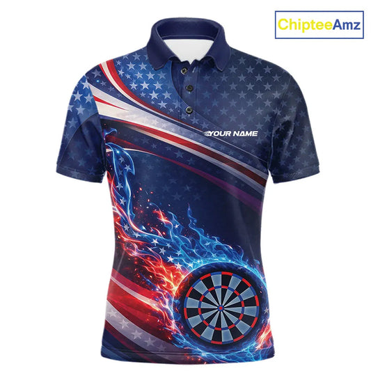 Custom US Flag Flame Dartboard Patriotic Dart Team Jerseys, Patriotic Dart Players Outfits Dart Uniform IPHW10409