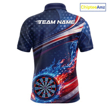 Load image into Gallery viewer, Custom US Flag Flame Dartboard Patriotic Dart Team Jerseys, Patriotic Dart Players Outfits Dart Uniform IPHW10409