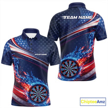 Load image into Gallery viewer, Custom US Flag Flame Dartboard Patriotic Dart Team Jerseys, Patriotic Dart Players Outfits Dart Uniform IPHW10409