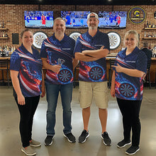 Load image into Gallery viewer, Custom US Flag Flame Dartboard Patriotic Dart Team Jerseys, Patriotic Dart Players Outfits Dart Uniform IPHW10409
