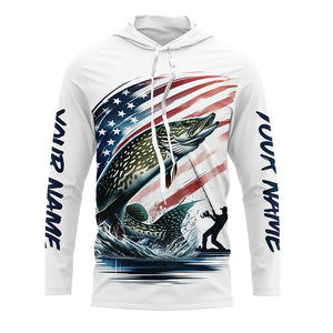 Personalized American Flag Pike Long Sleeve Fishing Shirts, Patriotic Pike Fishing Jerseys IPHW6047