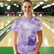 Load image into Gallery viewer, Custom Elegant Purple Roses And Butterfly Women Bowling Quarter-Zip Shirt, Ladies Outfit IPHW10938