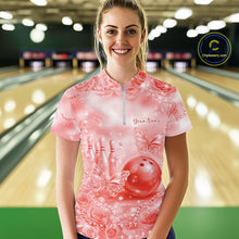 Load image into Gallery viewer, Custom Elegant Red Roses And Butterfly Women Bowling Quarter-Zip Shirts, Ladies Outfit IPHW10940