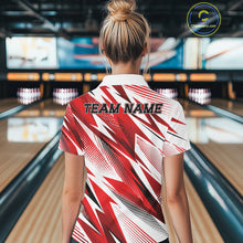 Load image into Gallery viewer, Custom Red Bowling Team Women Quarter-Zip Shirts, Bowling League Shirt Bowler Jerseys IPHW11423