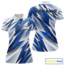 Load image into Gallery viewer, Blue and white sports jersey with 'Team Name' text on a white background