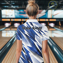 Load image into Gallery viewer, Custom Blue Bowling Team Women Quarter-Zip Shirts, Bowling League Shirt Bowler Jerseys IPHW11424