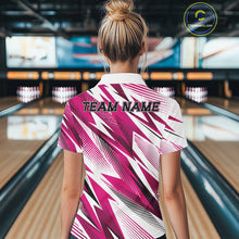Load image into Gallery viewer, Custom Pink Bowling Team Women Quarter-Zip Shirts, Bowling League Shirt Bowler Jerseys IPHW11425